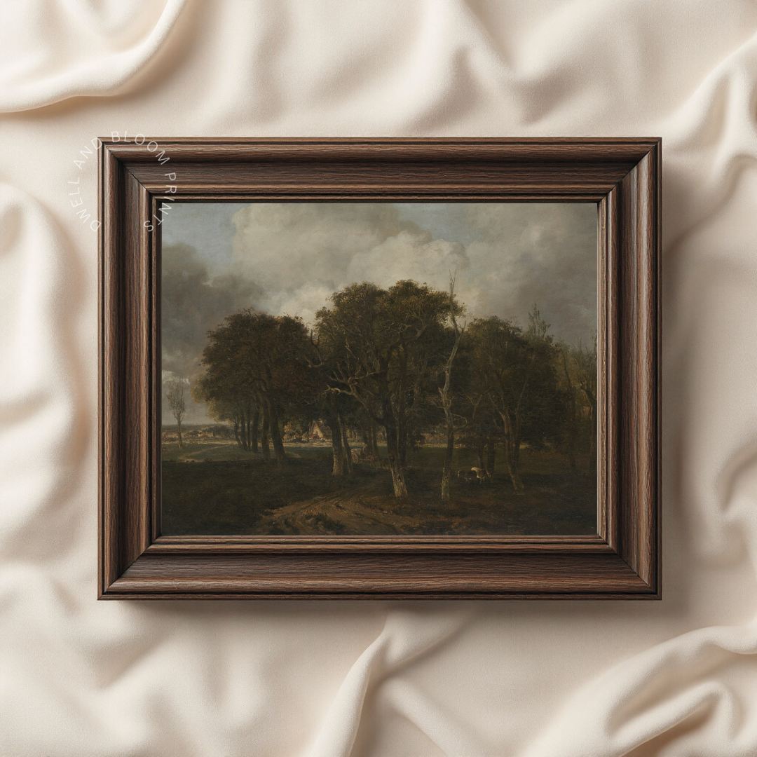 Moody Vintage Landscape Art | Dark Vintage Scenery Painting