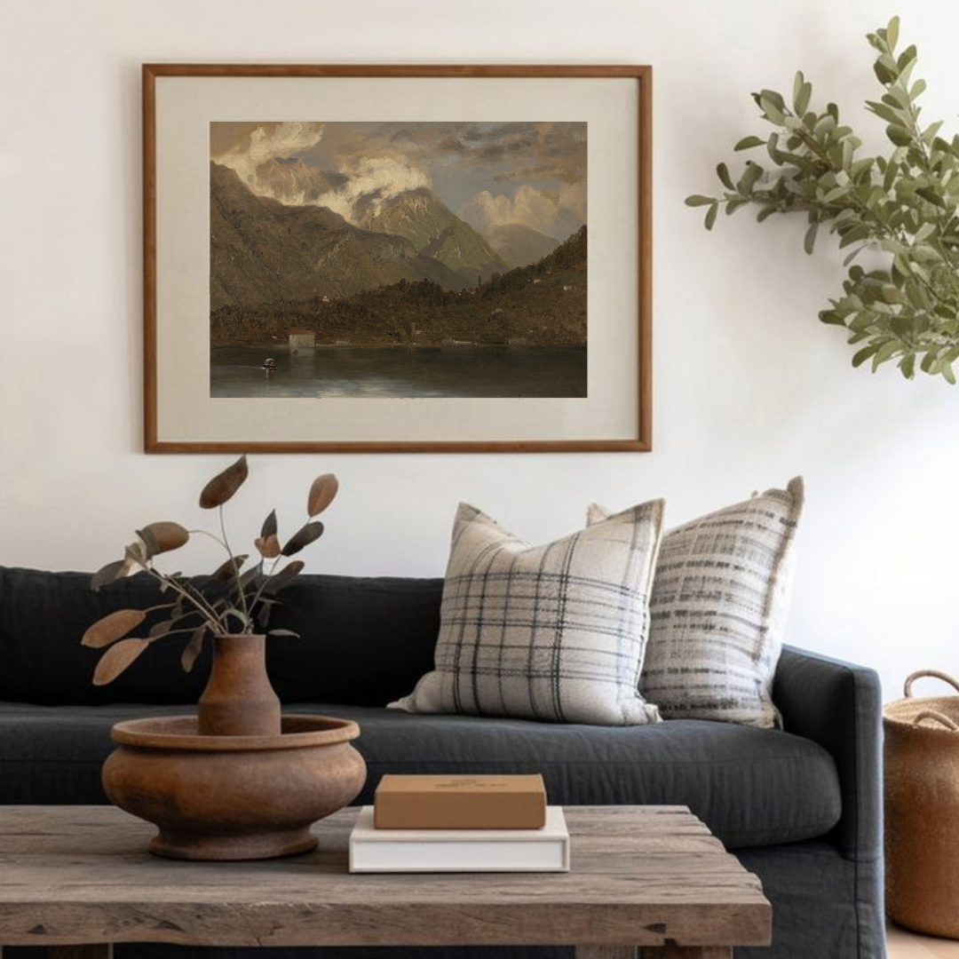 Moody Vintage Mountain Landscape Print | Dark Landscape Wall Art