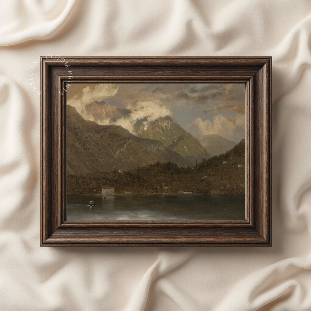 Moody Vintage Mountain Landscape Print | Dark Landscape Wall Art