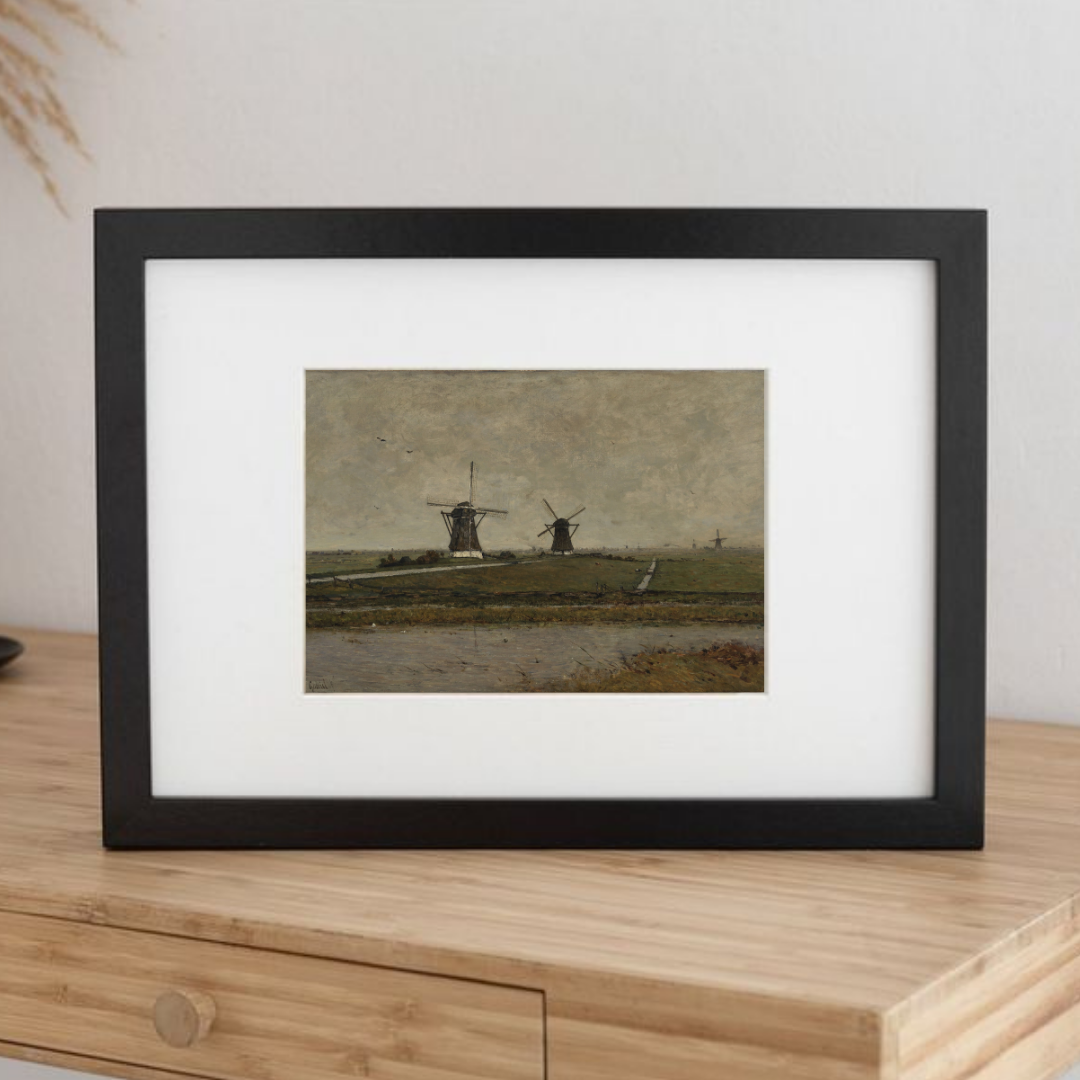 Vintage European Windmill Landscape Wall Art | Windmill Wall Art