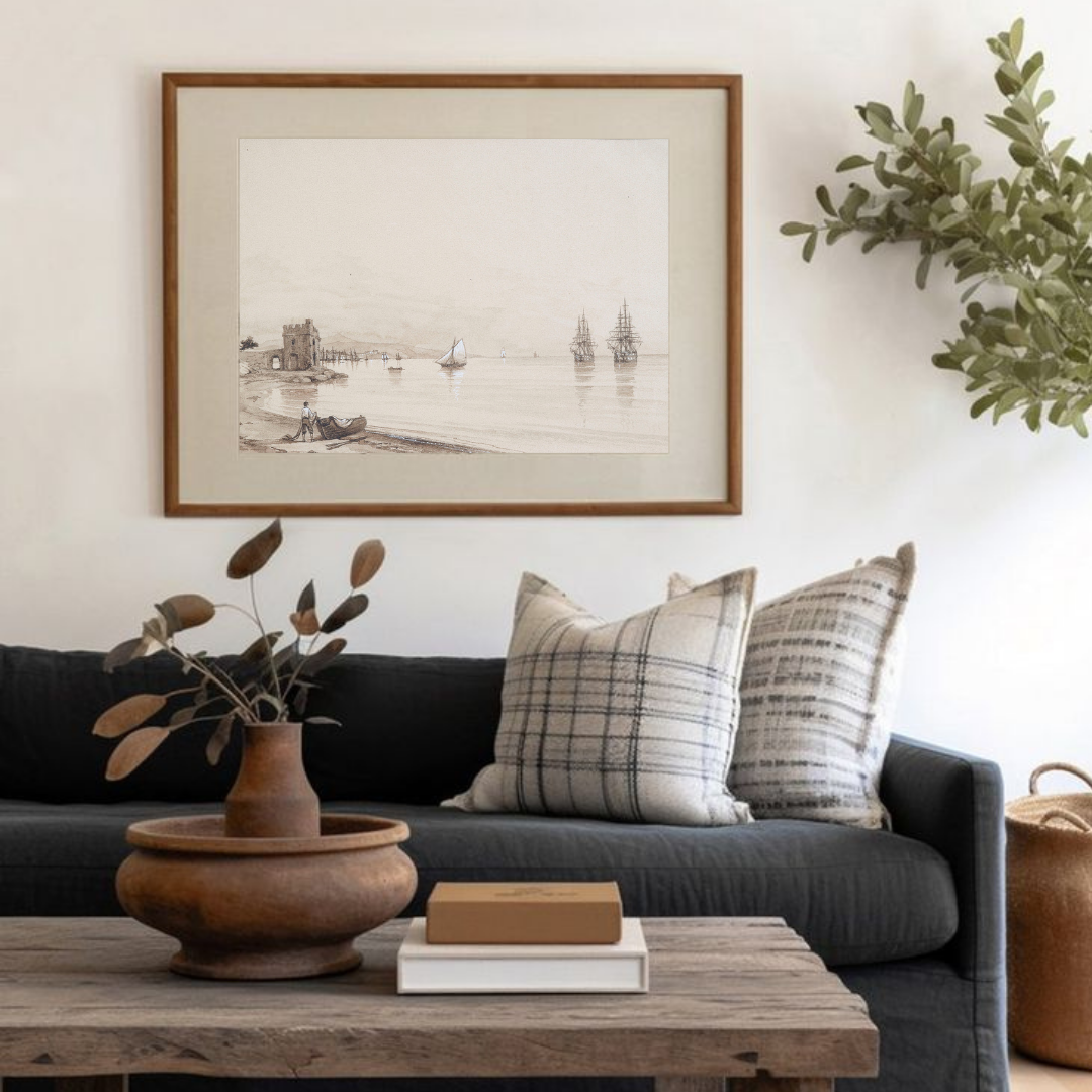 Vintage Nautical Art Print | Neutral Coastal Wall Art 