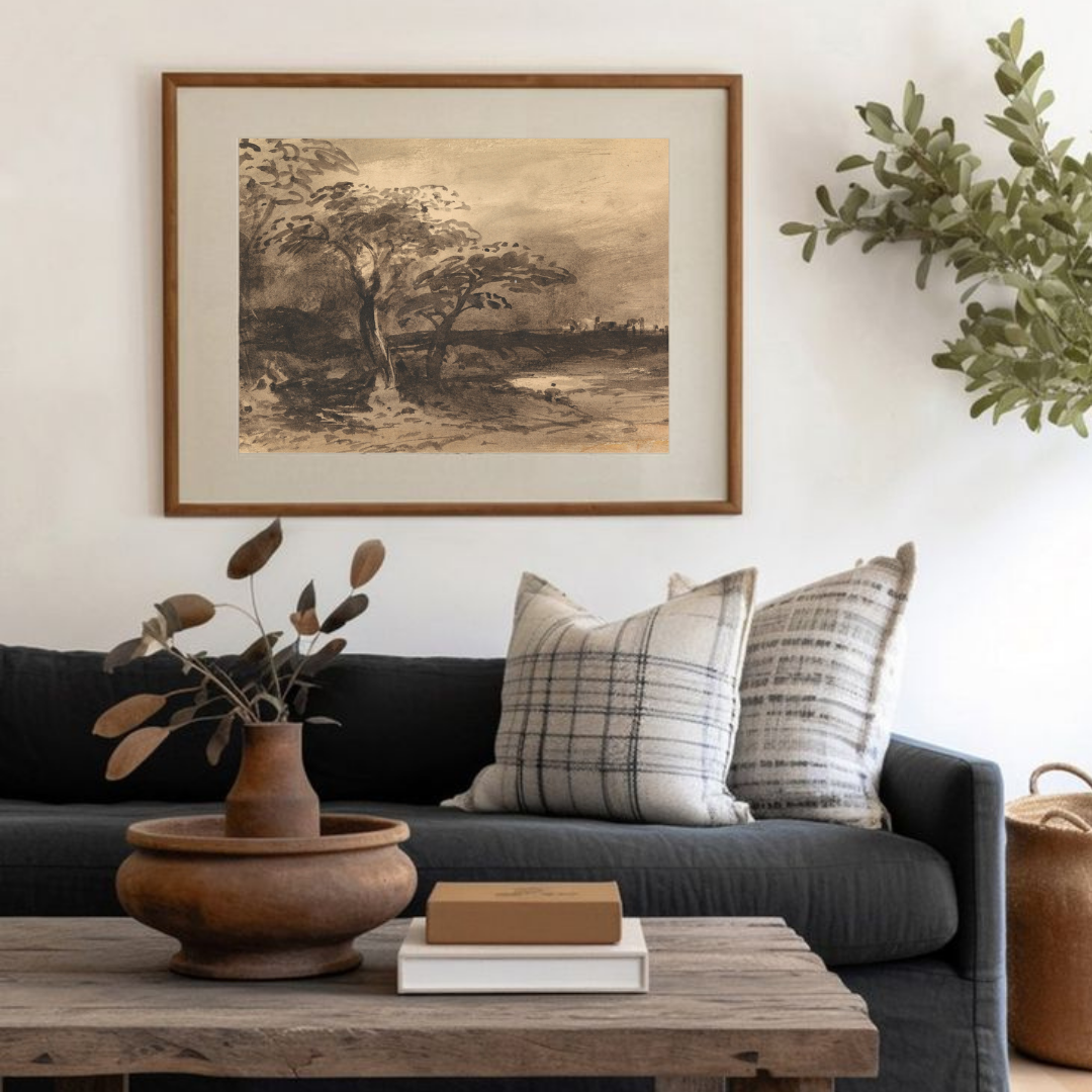 Vintage Moody Landscape Art Print | Moody Landscape Painting