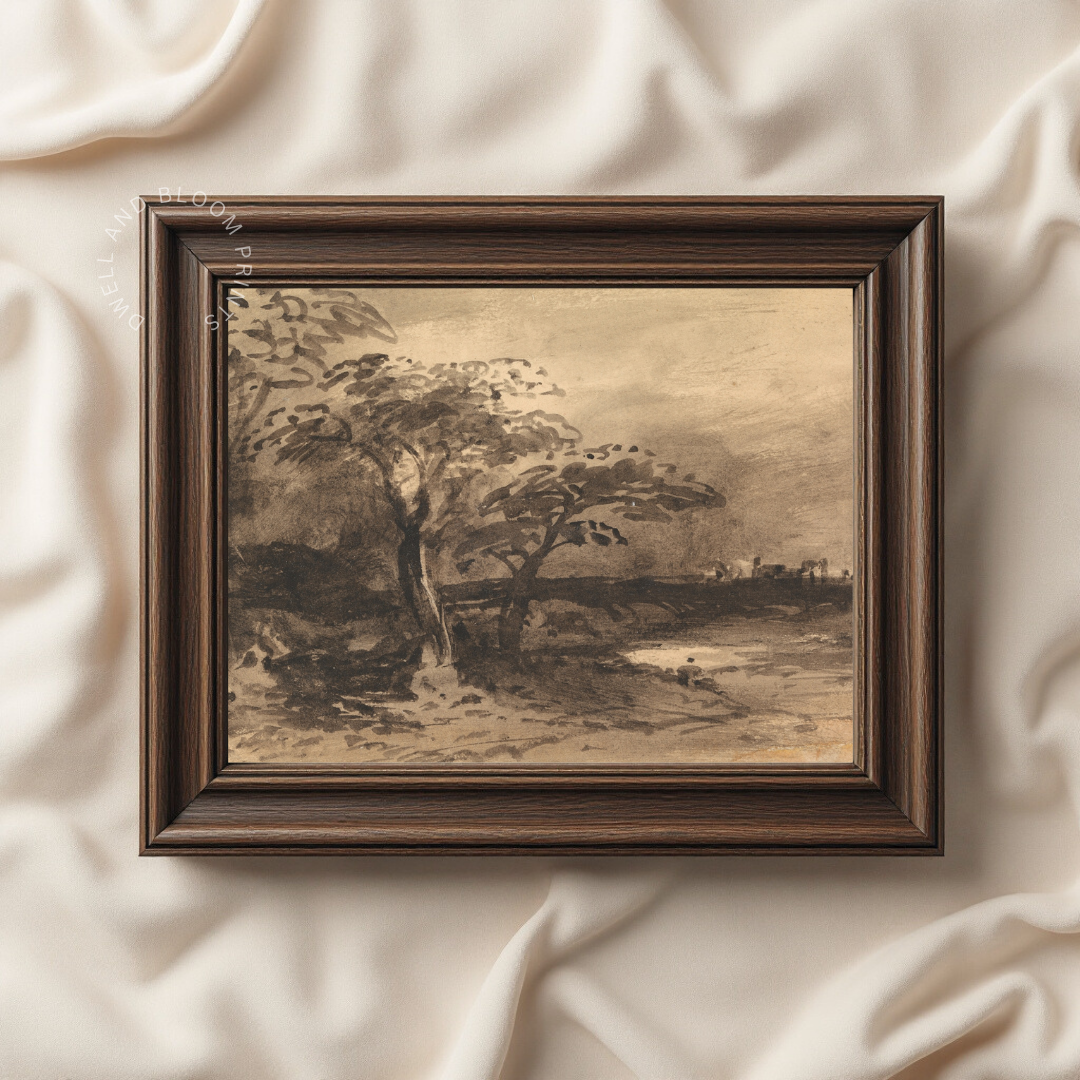 Vintage Moody Landscape Art Print | Moody Landscape Painting