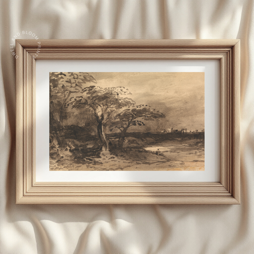 Vintage Moody Landscape Art Print | Moody Landscape Painting