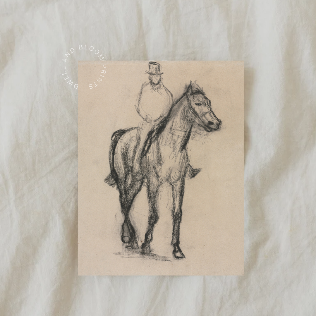 Vintage Horse Sketch | Antique Line Drawing 