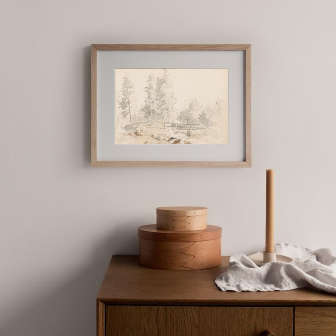 Muted Vintage Landscape Art Print | Printable Neutral Landscape Art