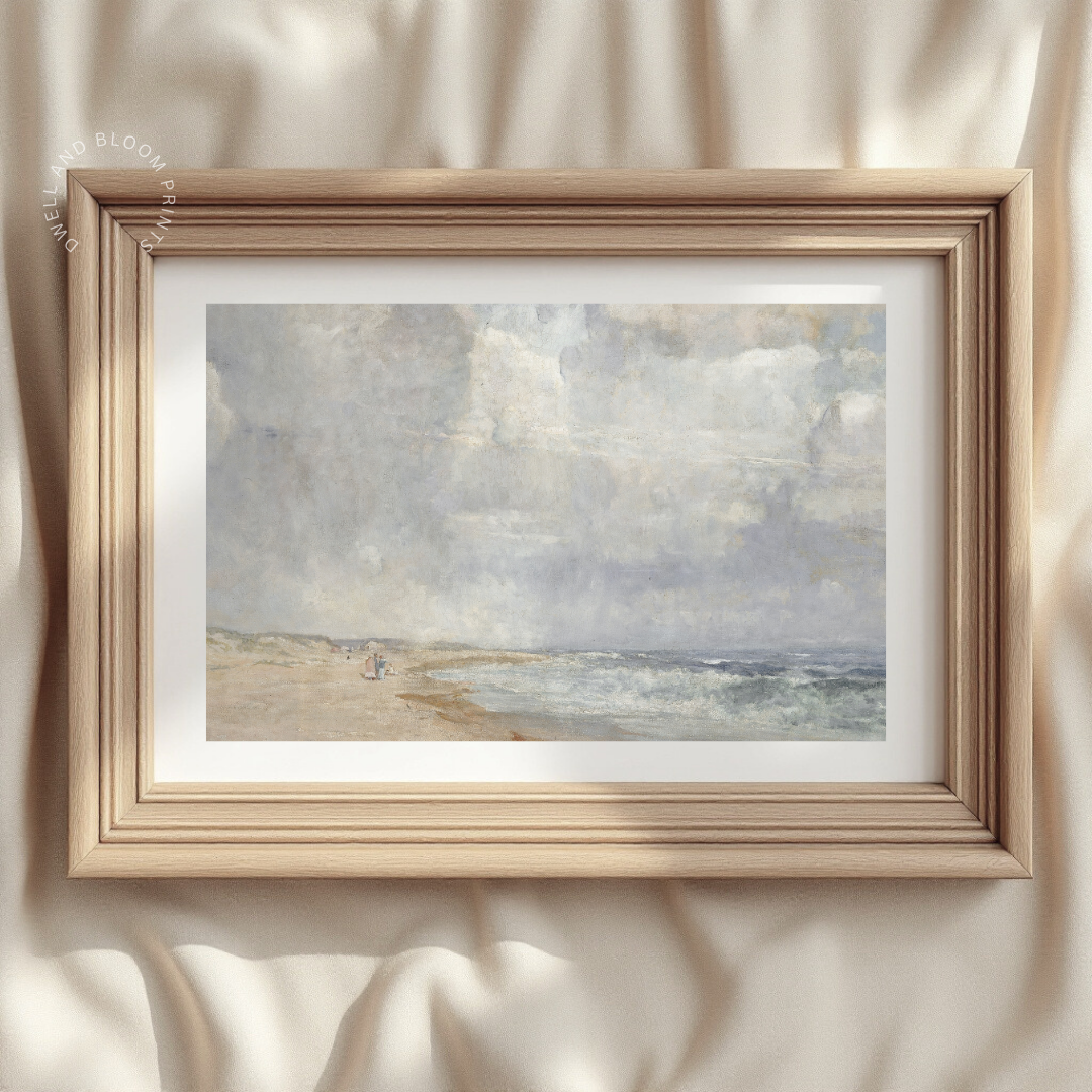 Vintage Coastal Art Print | Muted Coastal Oil Painting Artwork