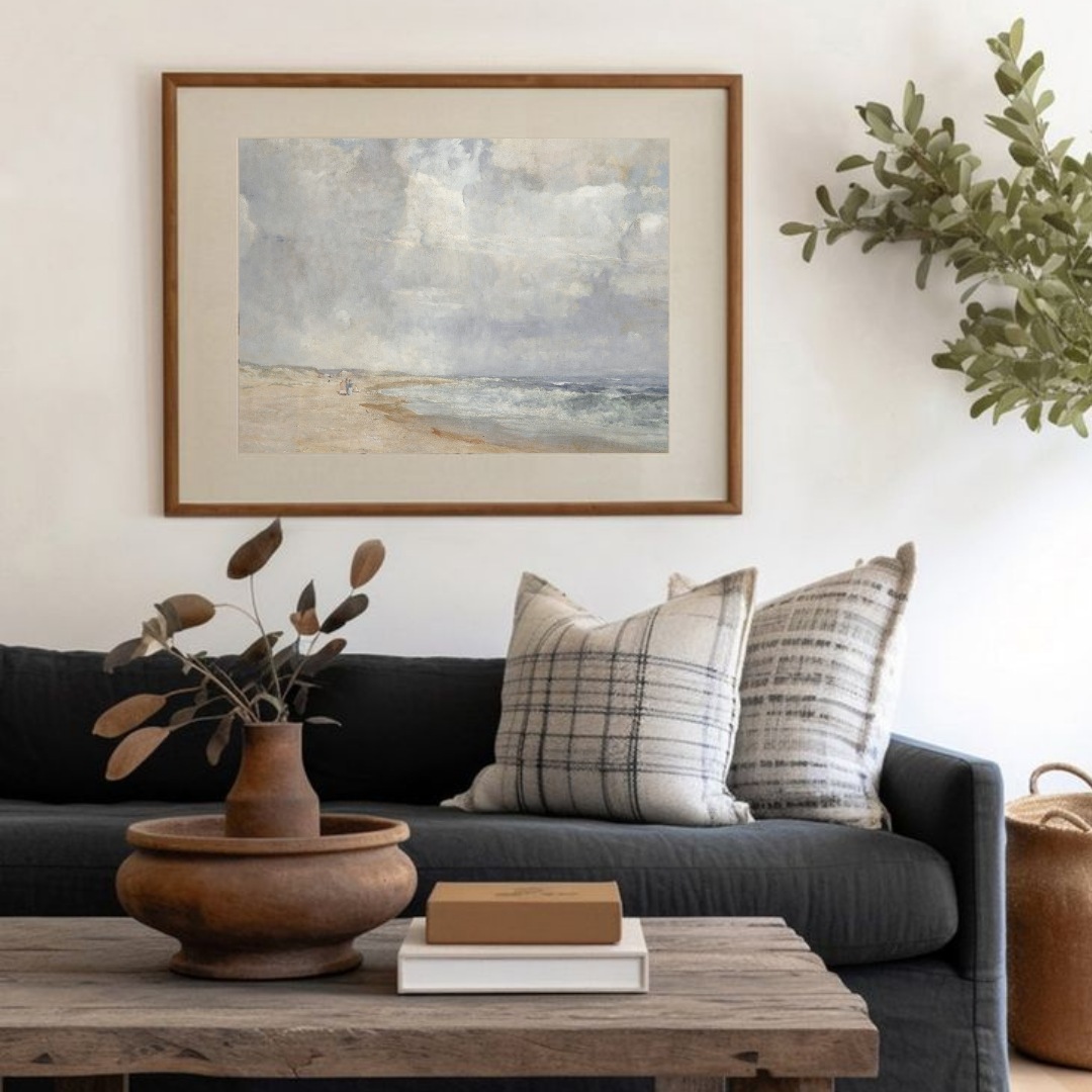 Vintage Coastal Art Print | Muted Coastal Oil Painting Artwork