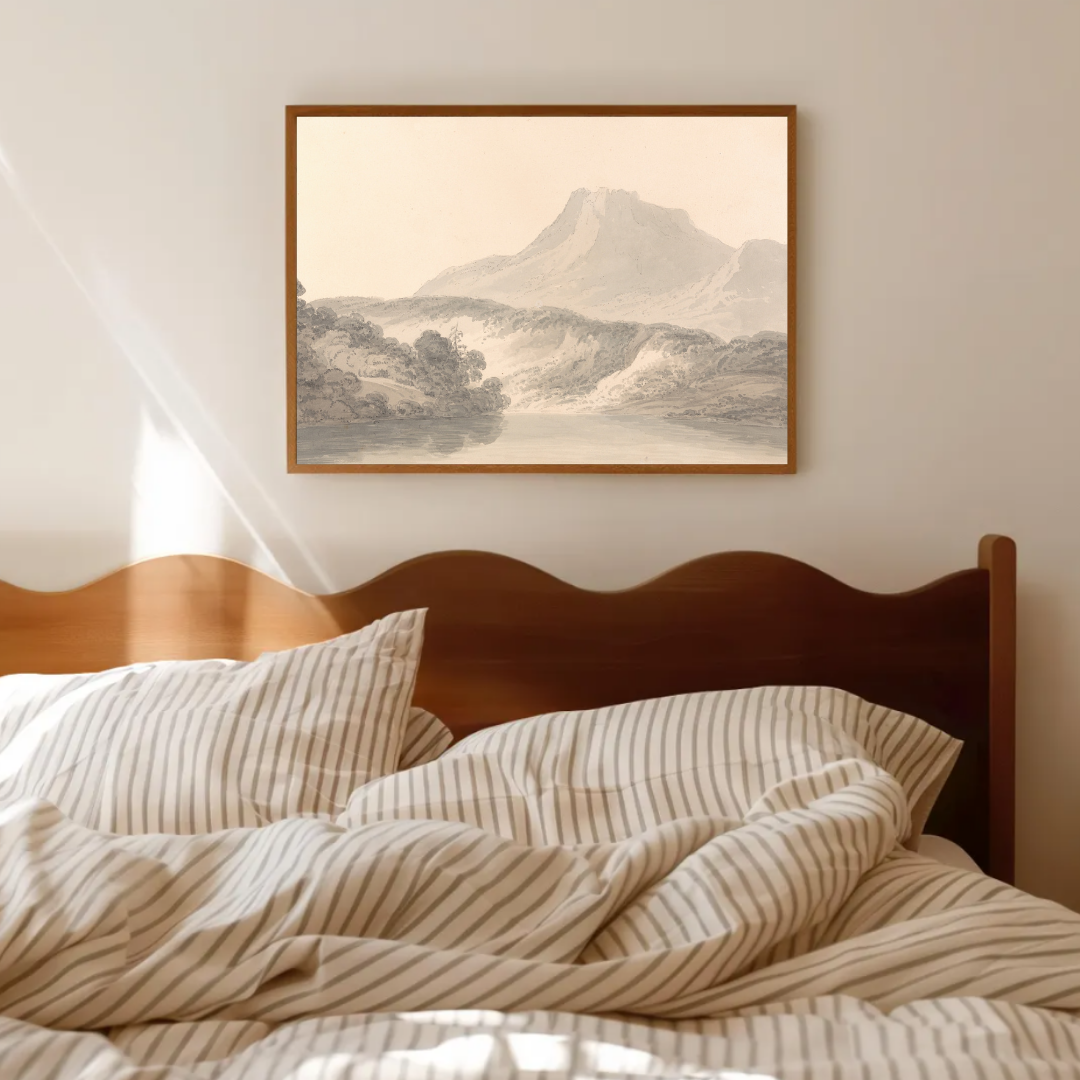  Muted Mountain Painting | Neutral Vintage Landscape Art Print