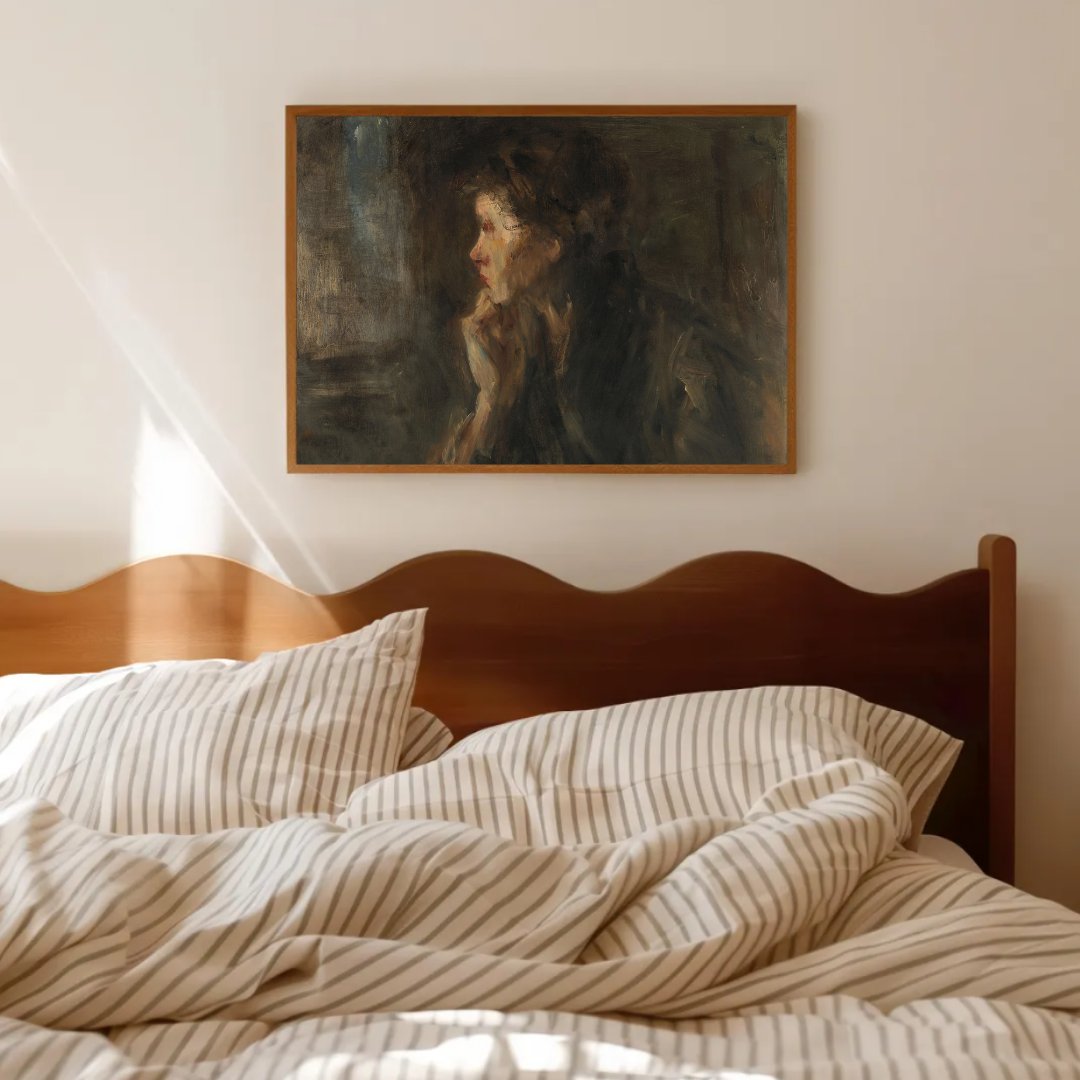 Moody Vintage Woman Portrait Painting | Vintage Woman Portrait Art Print