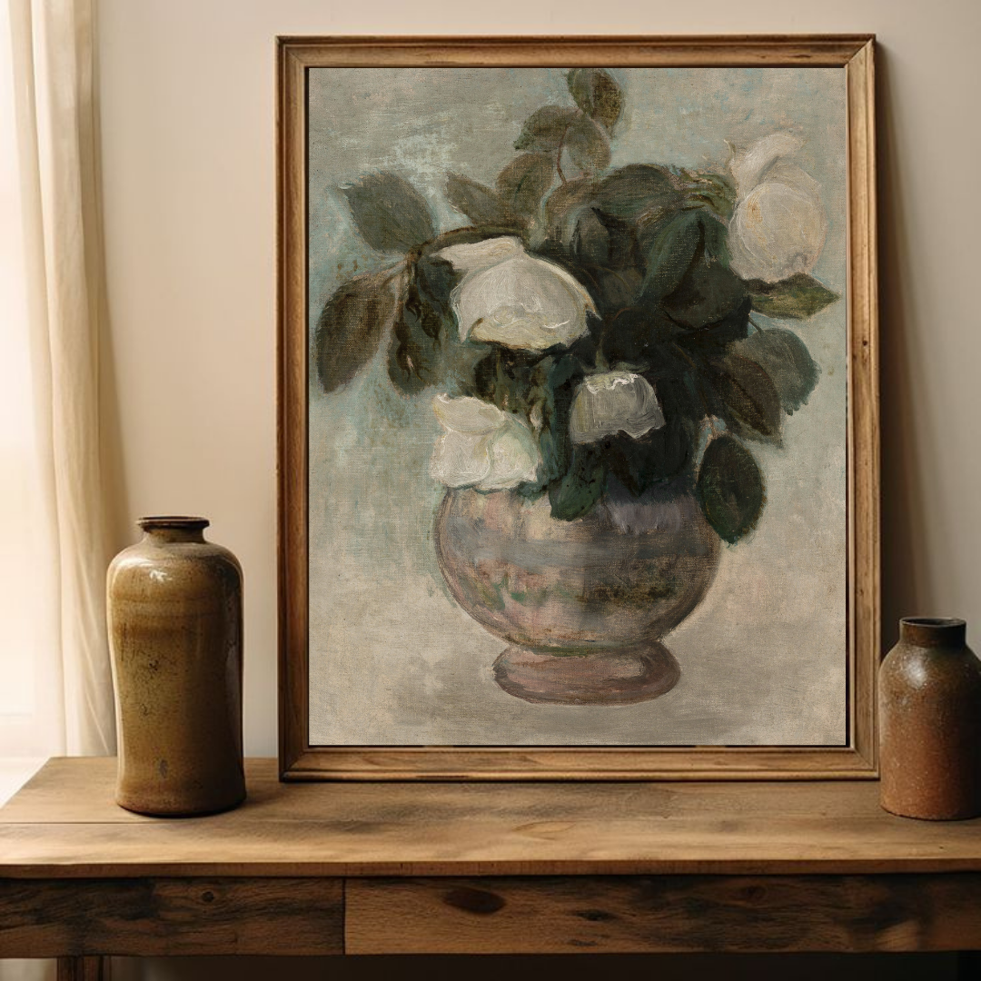 Vintage Floral Still Life Painting | Antique Flower Art Print