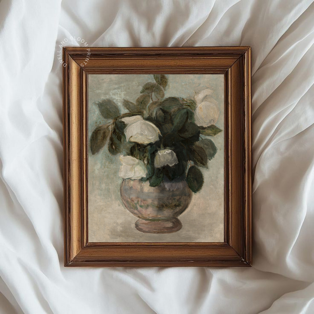 Vintage Floral Still Life Painting | Antique Flower Art Print