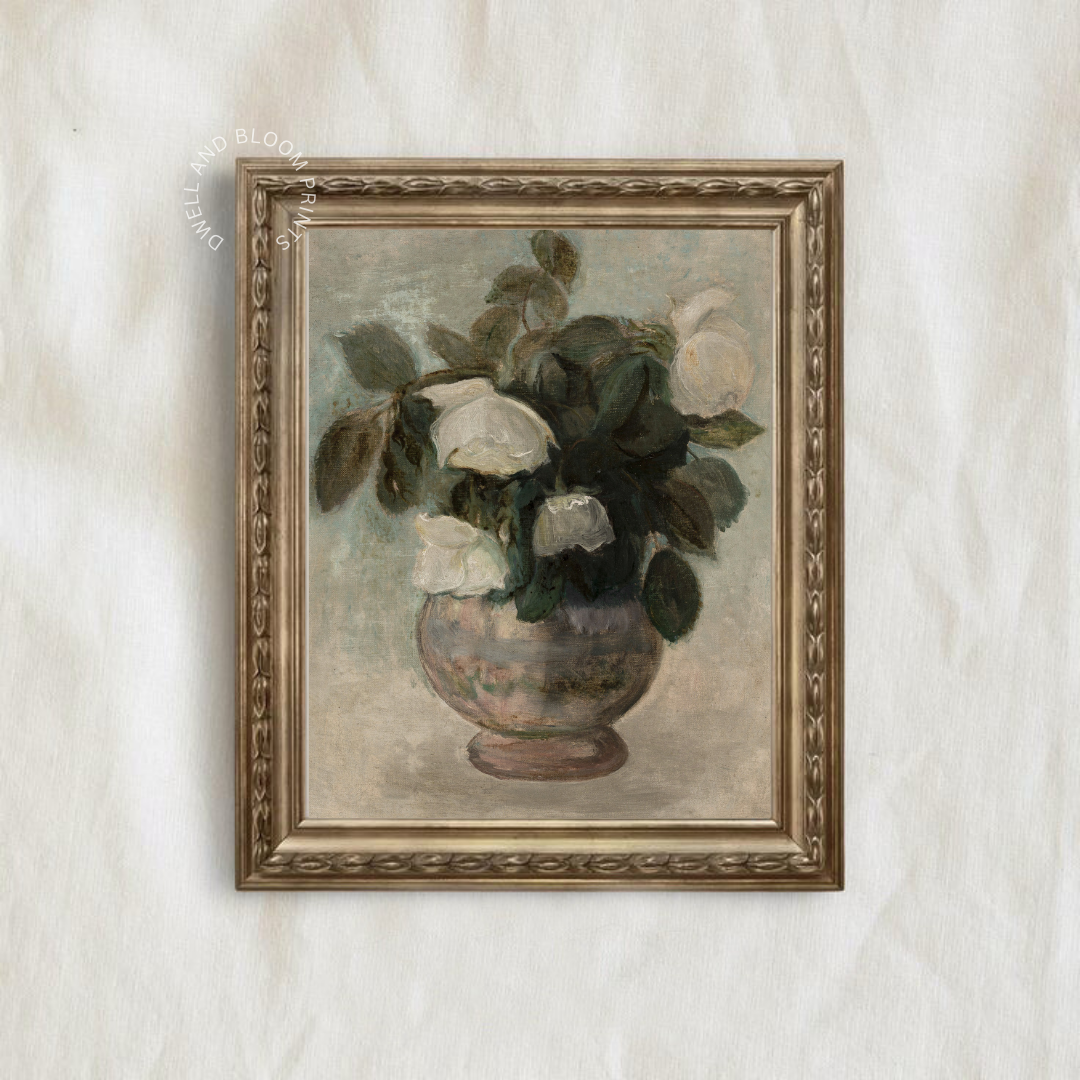 Vintage Floral Still Life Painting | Antique Flower Art Print