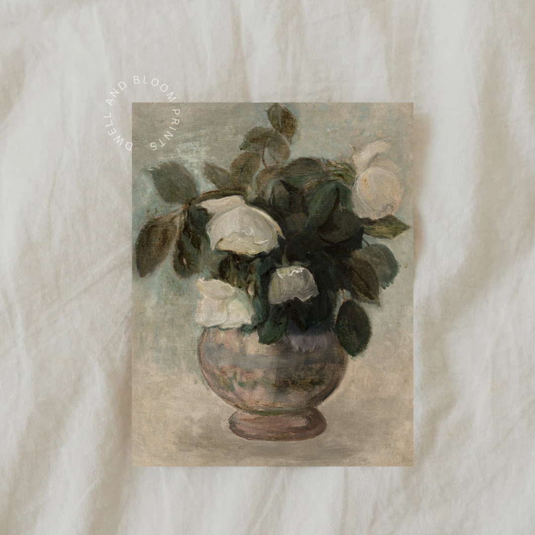 Vintage Floral Still Life Painting | Antique Flower Art Print