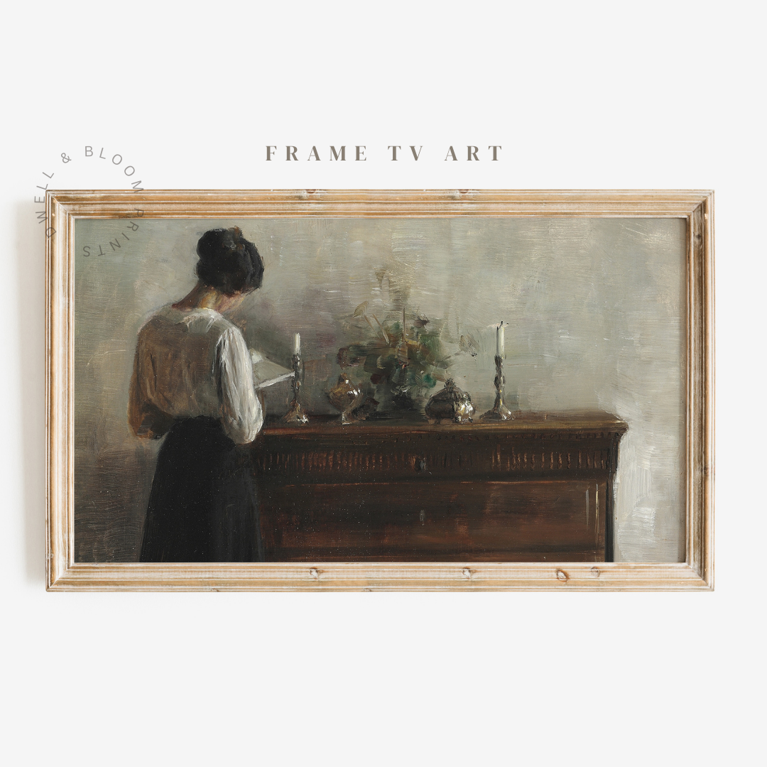 Samsung Frame TV Art | Moody Vintage Female Portrait Painting 