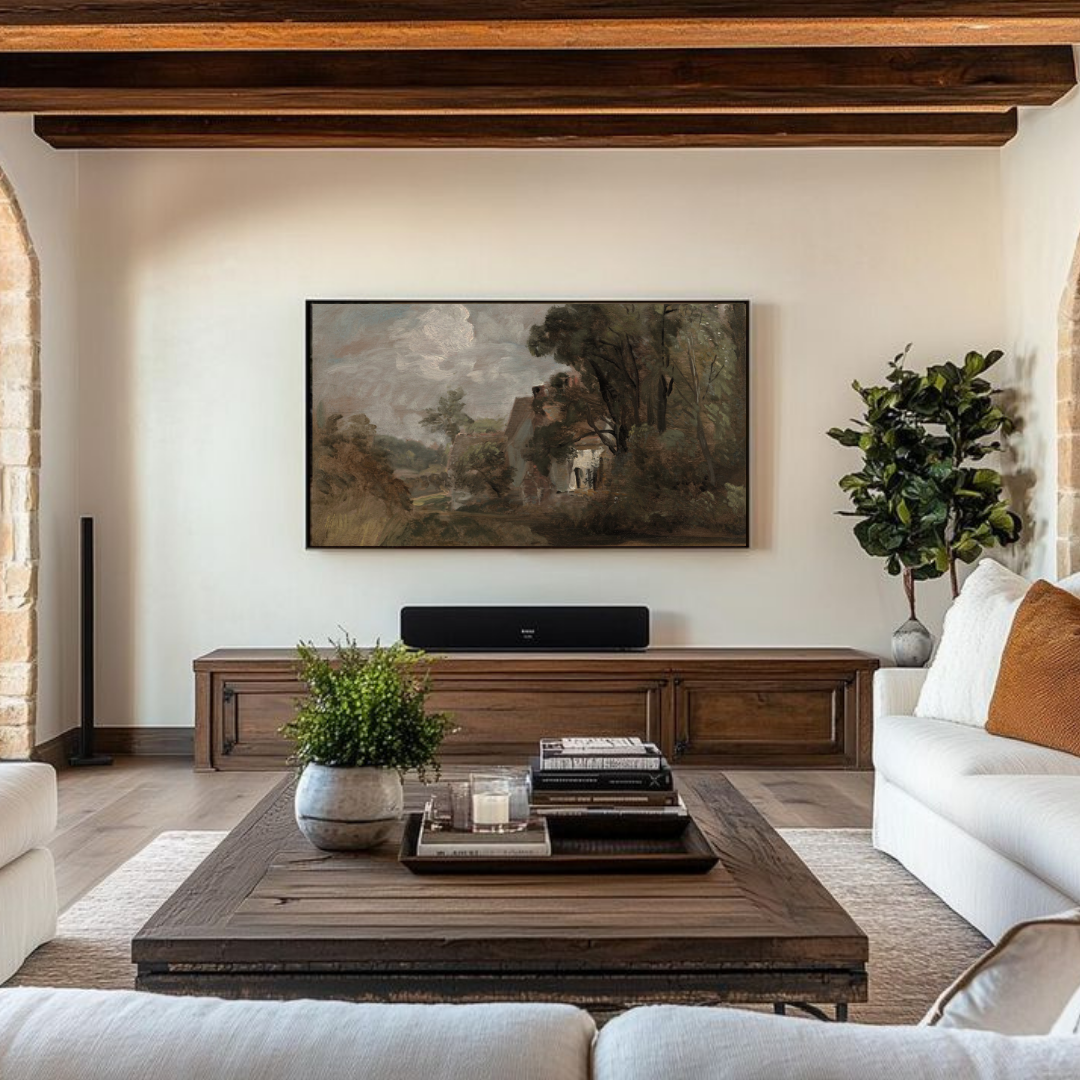 Samsung Frame TV Art | Vintage Moody Cottage Landscape Painting