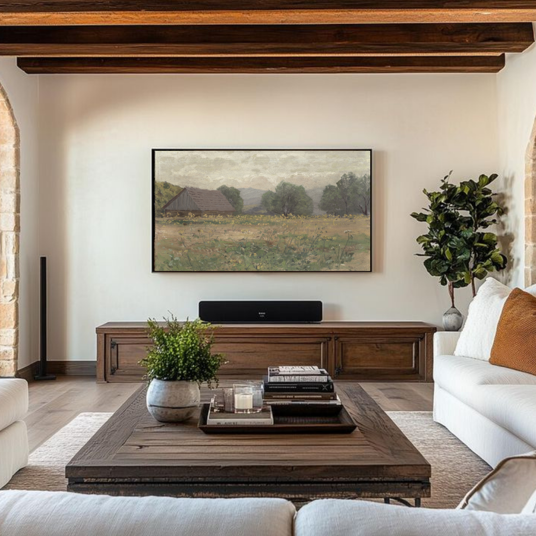 Samsung Frame TV Art | Summer Cottage Landscape Painting 