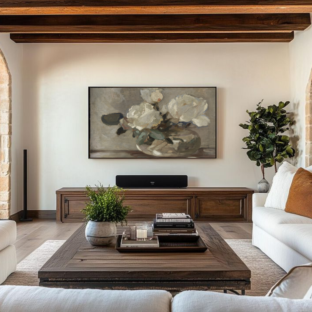 Samsung Frame TV Art | Vintage Floral Painting