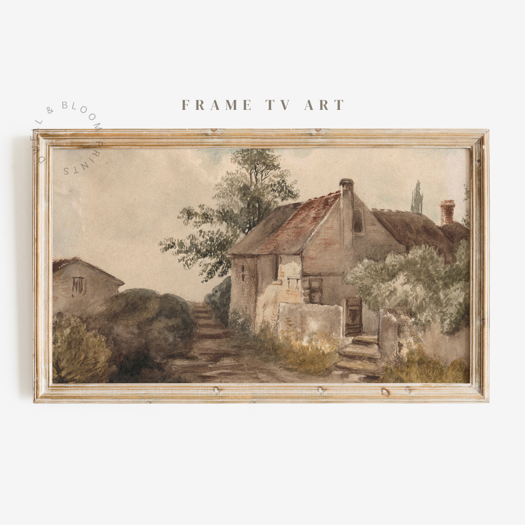 Samsung Frame TV Art | Vintage Farmhouse Landscape Painting