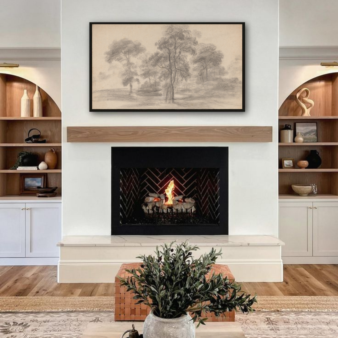 Samsung Frame TV Art | Neutral Tree Sketch Art