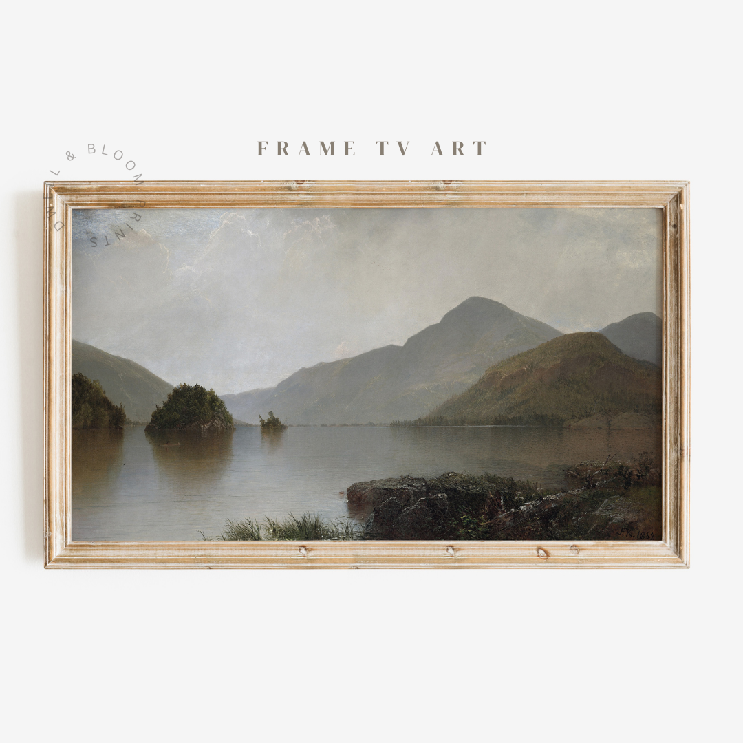 Samsung Frame TV Art | Vintage Mountain Landscape Painting