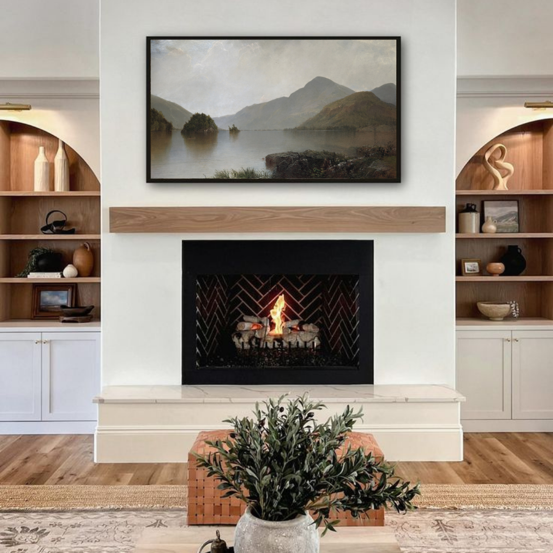 Samsung Frame TV Art | Vintage Mountain Landscape Painting