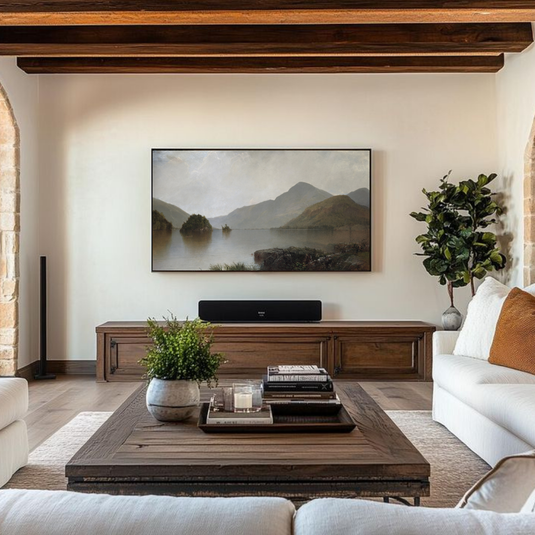 Samsung Frame TV Art | Vintage Mountain Landscape Painting