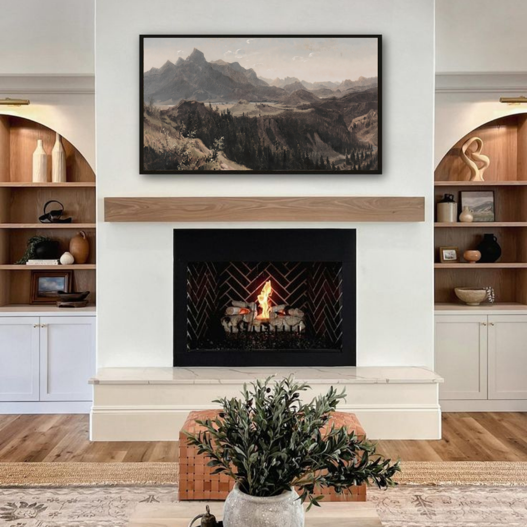 Samsung Frame TV Art | Vintage Moody Mountain Landscape Painting