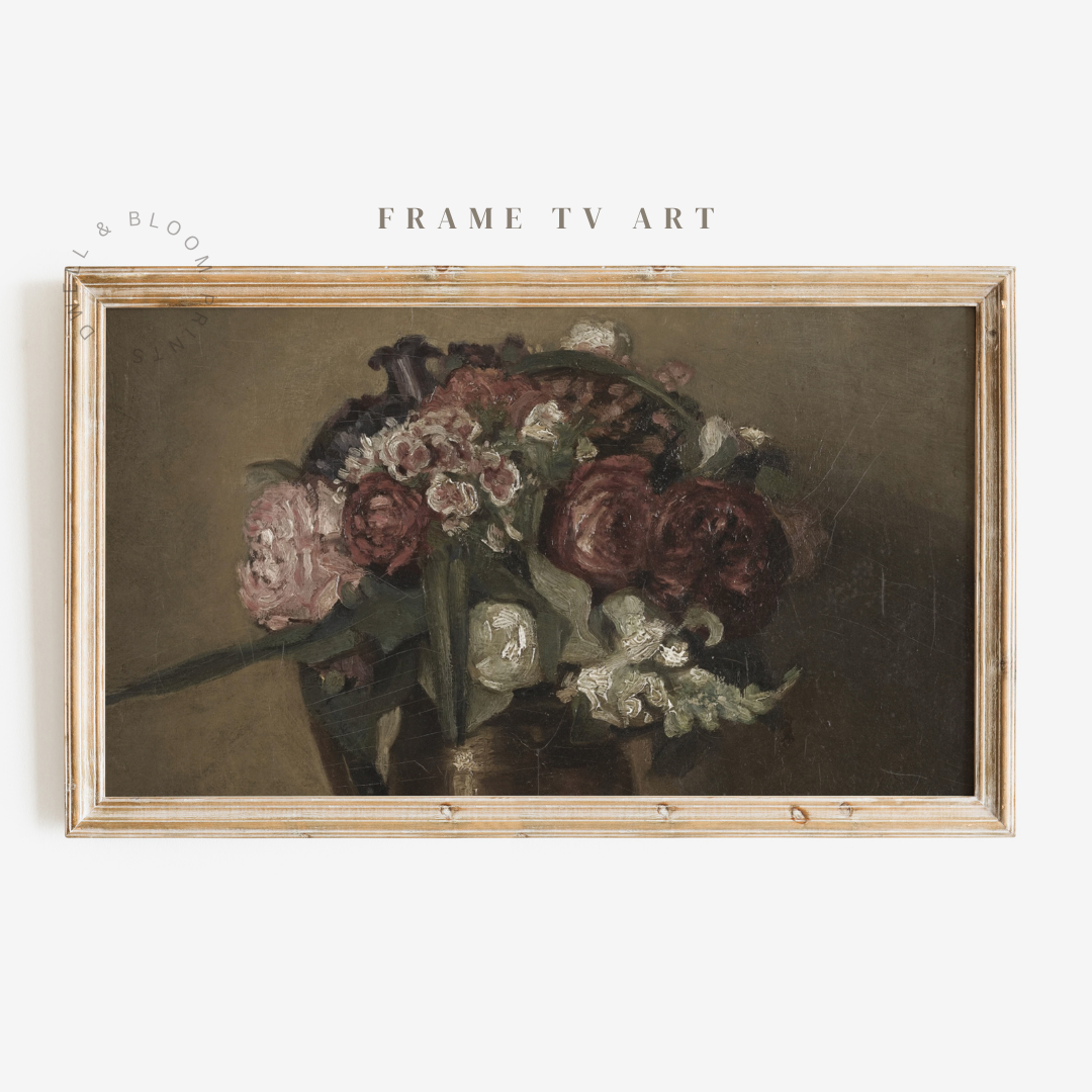 Samsung Frame TV Art | Vintage Floral Painting