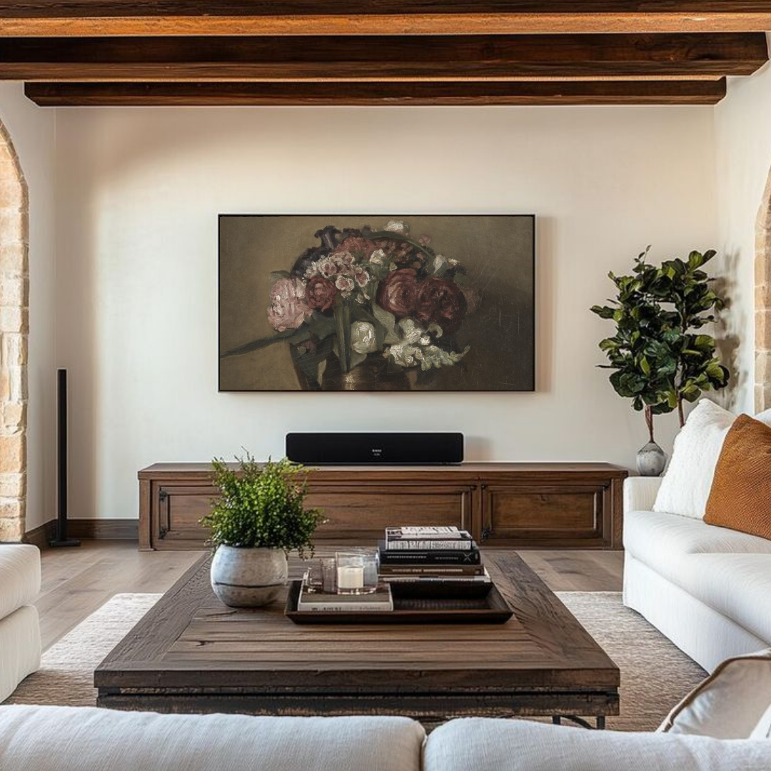 Samsung Frame TV Art | Vintage Floral Painting