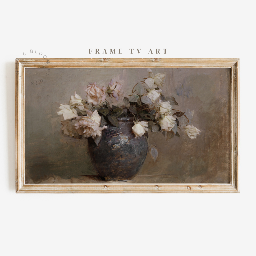Samsung Frame TV Art | Vintage Floral Painting 