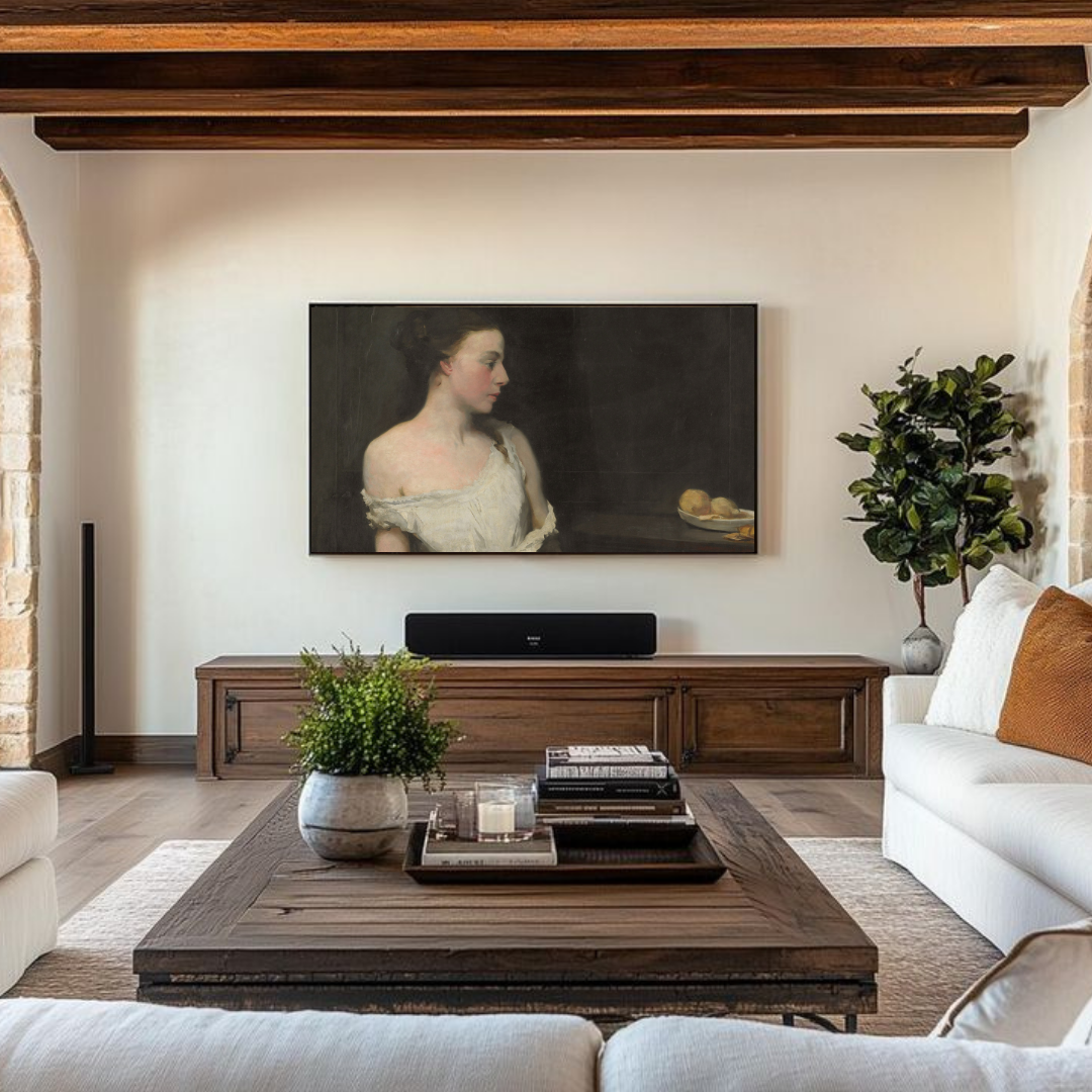 Samsung Frame TV Art | Vintage Moody Woman Portrait Painting