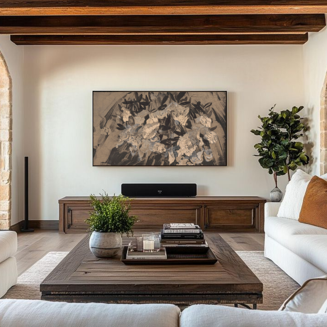 Samsung Frame TV Art | Vintage Abstract Floral Art 