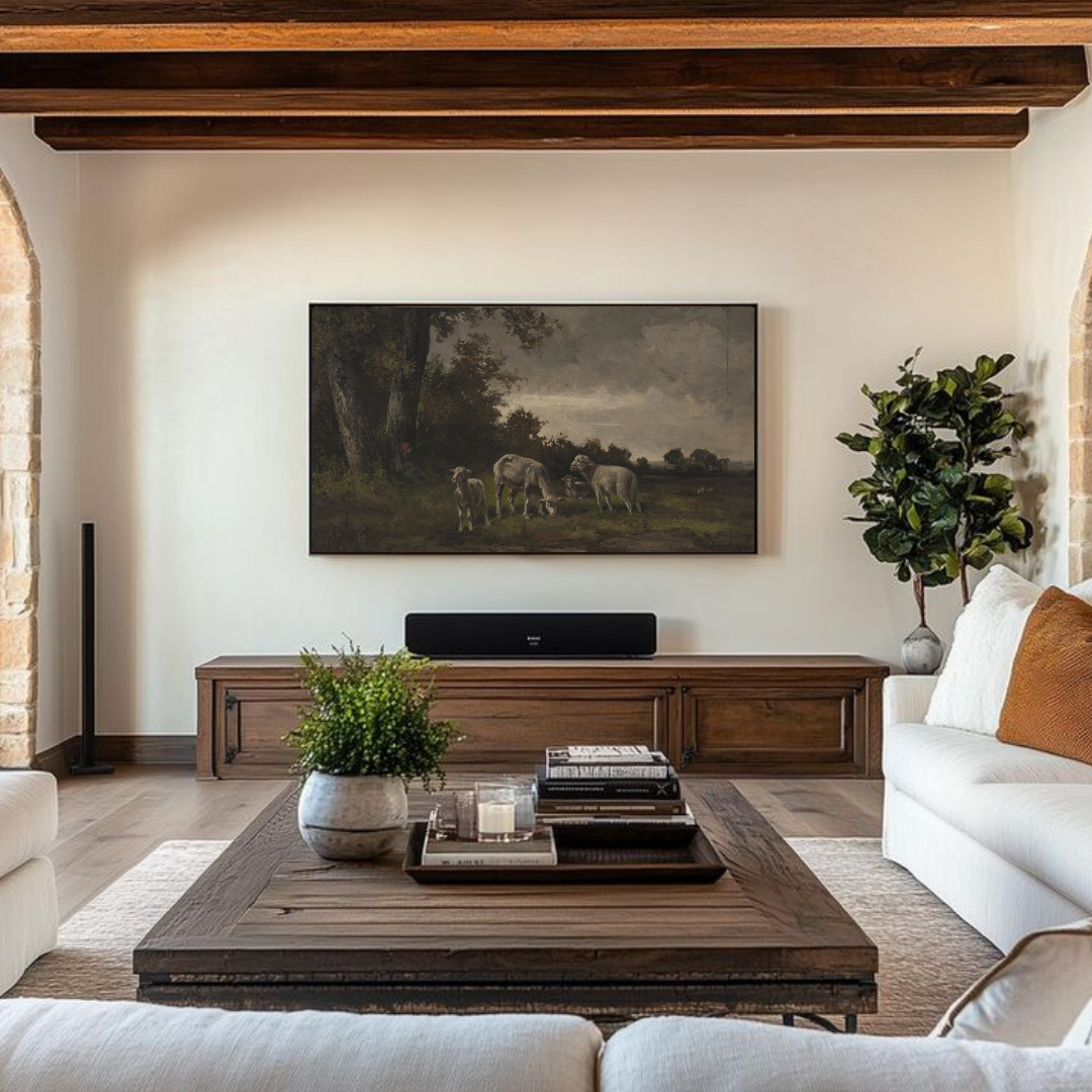 Samsung Frame TV Art | Vintage Farmhouse Landscape Painting