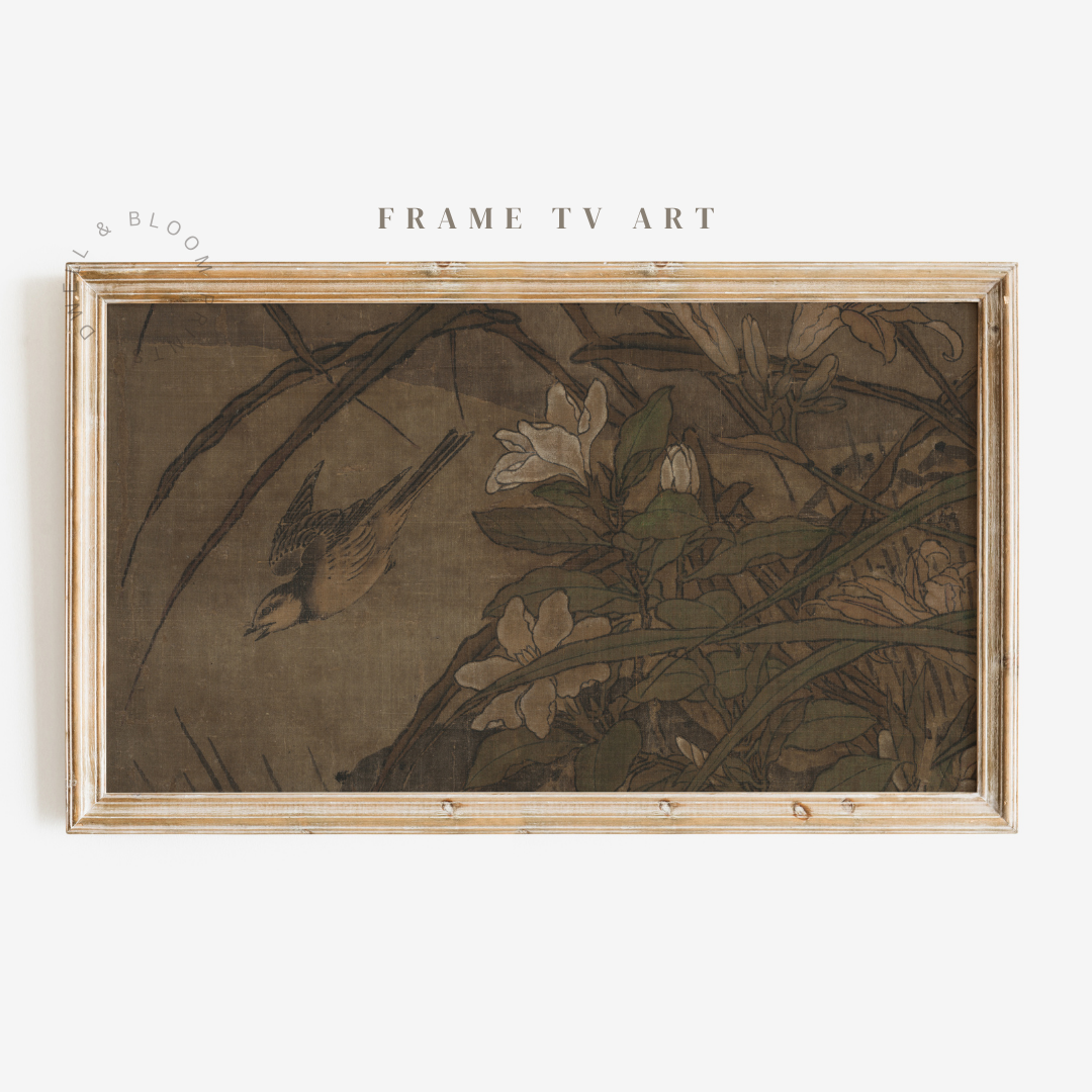 Samsung Frame TV Art | Vintage Floral Moody Painting