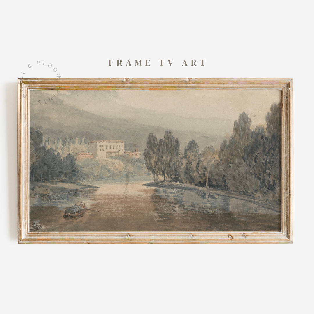 Samsung Frame TV Art | Vintage Landscape Watercolor Painting