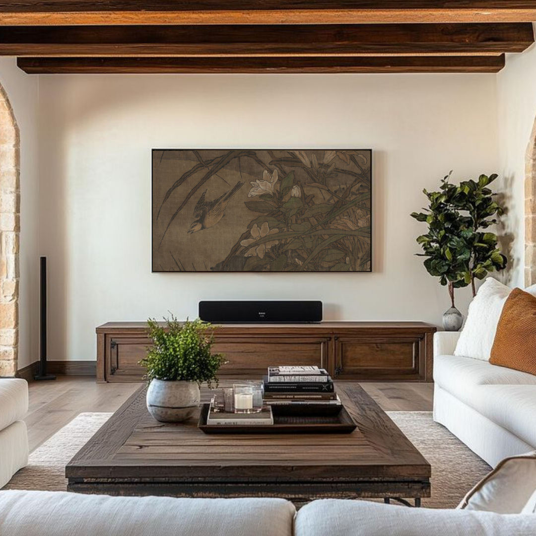Samsung Frame TV Art | Vintage Floral Moody Painting