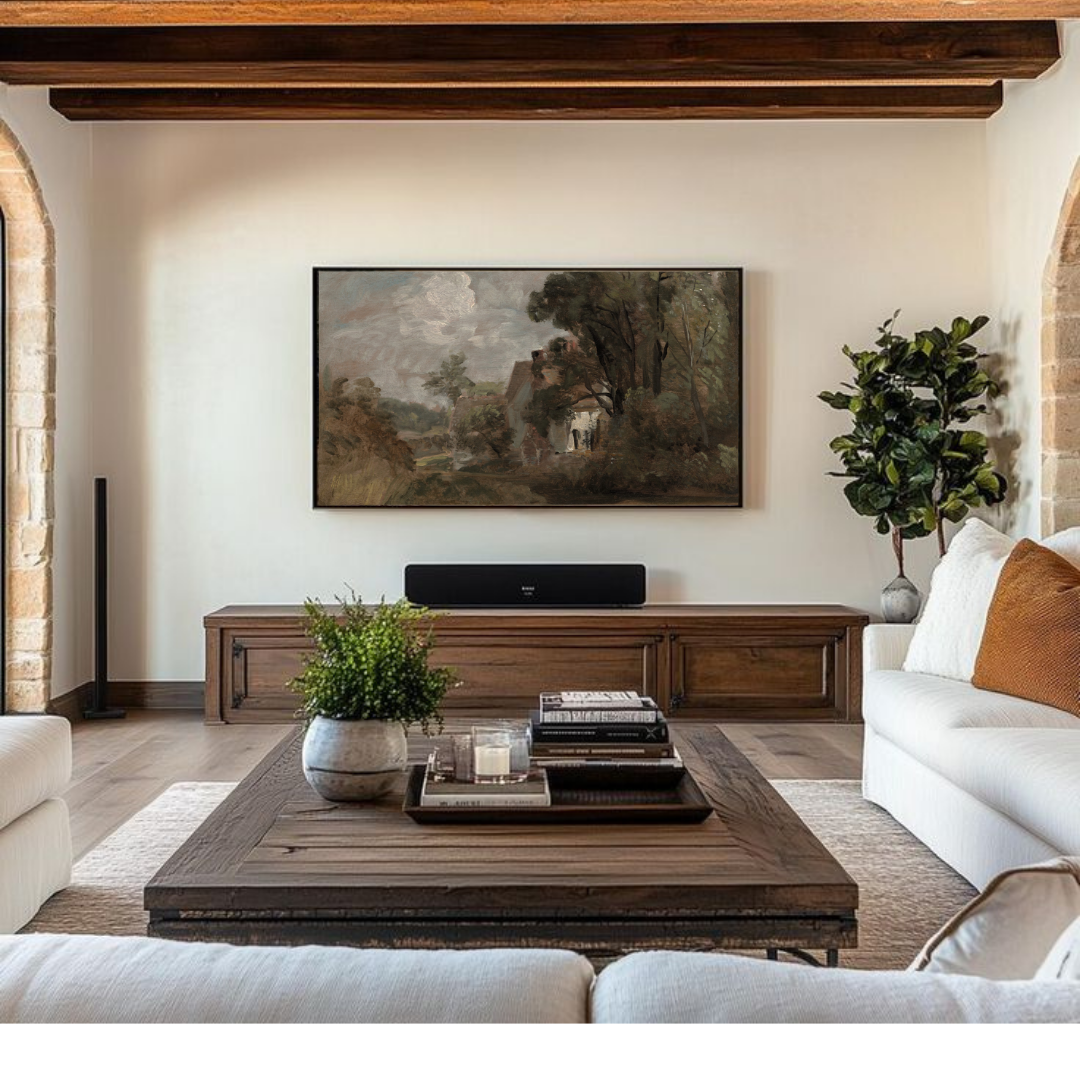 Samsung Frame TV Art | Vintage Cottage Landscape Painting