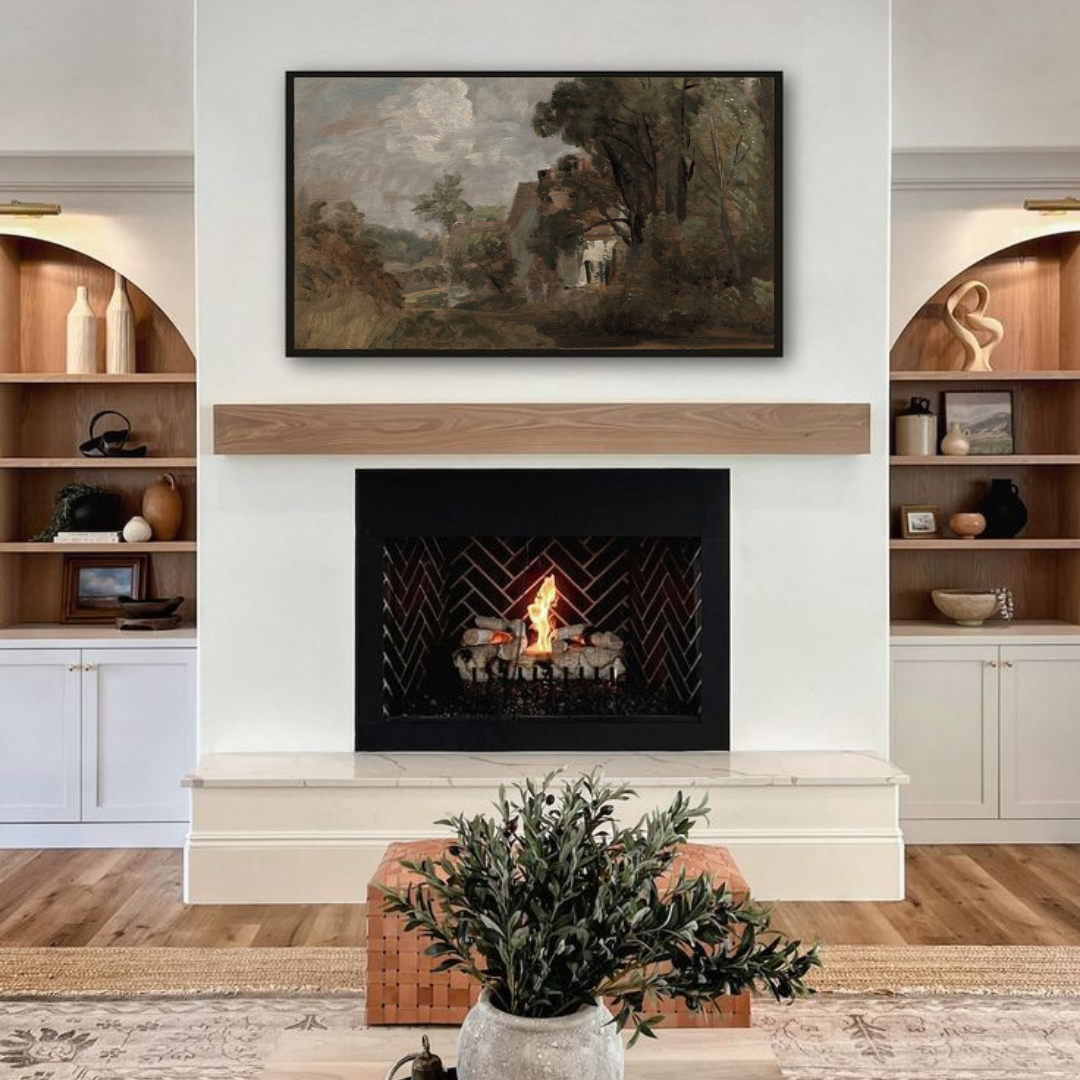 Samsung Frame TV Art | Vintage Cottage Landscape Painting