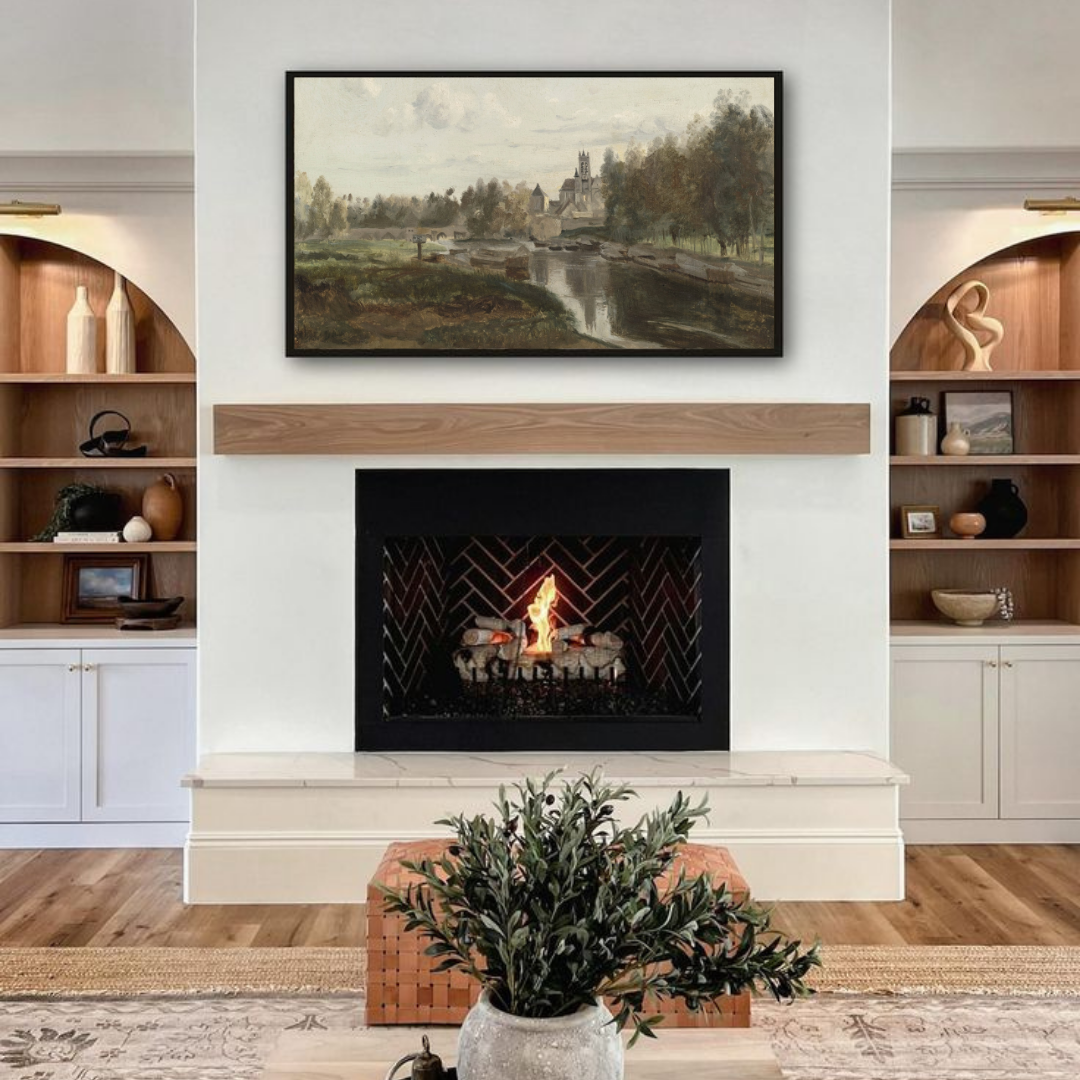 Samsung Frame TV Art | Vintage River Landscape Painting
