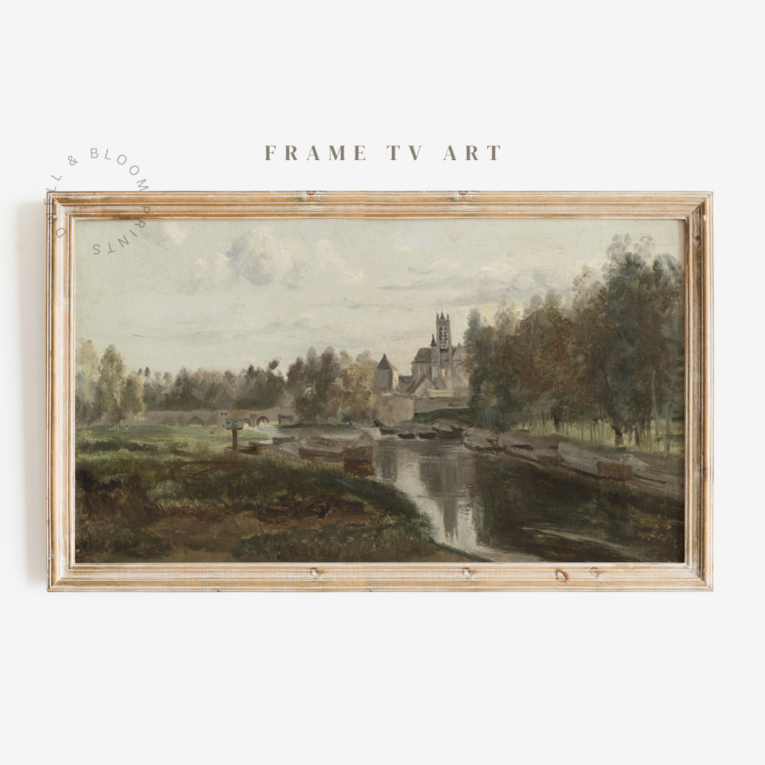 Samsung Frame TV Art | Vintage River Landscape Painting