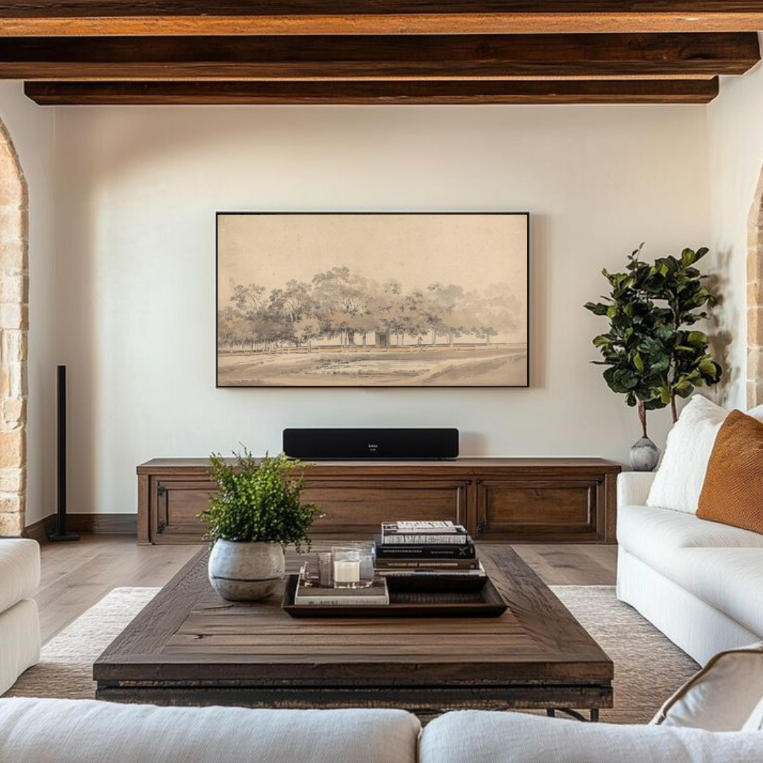 Samsung Frame TV Art | Vintage Neutral Landscape Art