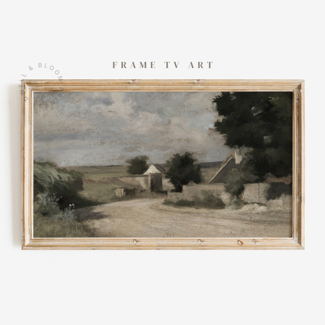 Samsung Frame TV Art | Vintage Village Landscape Painting