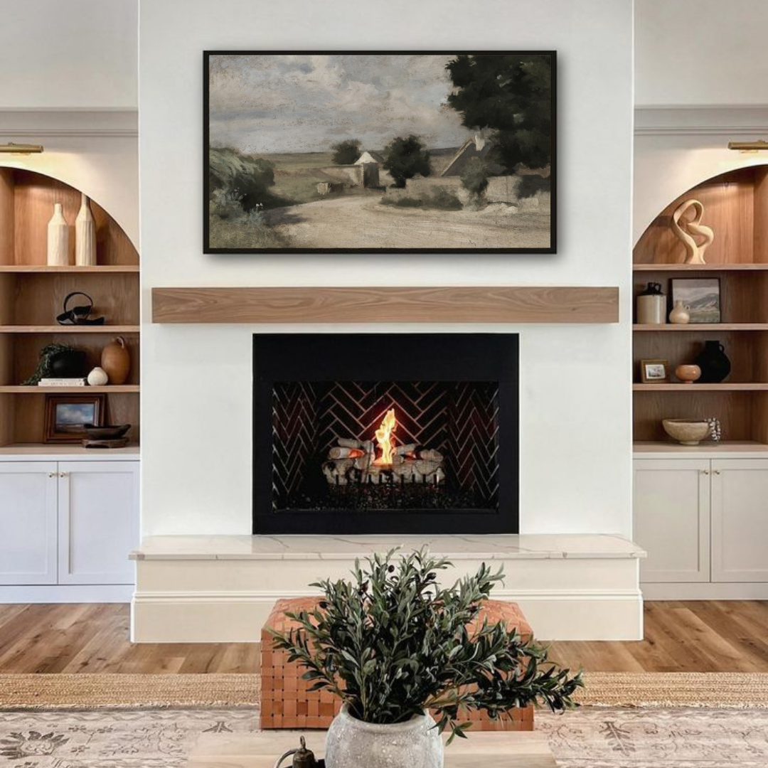Samsung Frame TV Art | Vintage Village Landscape Painting
