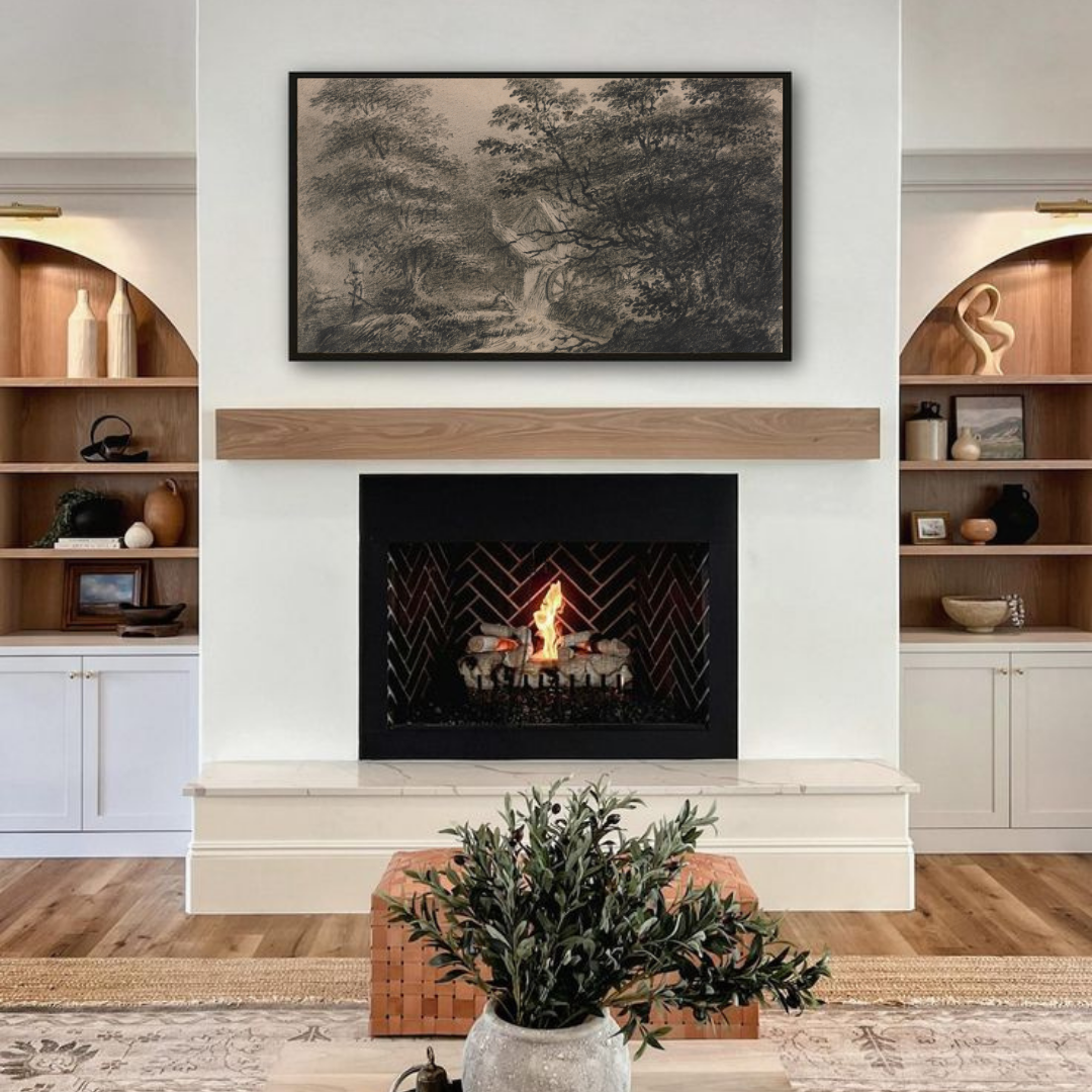 Samsung Frame TV Art | Antique Moody Forest Drawing