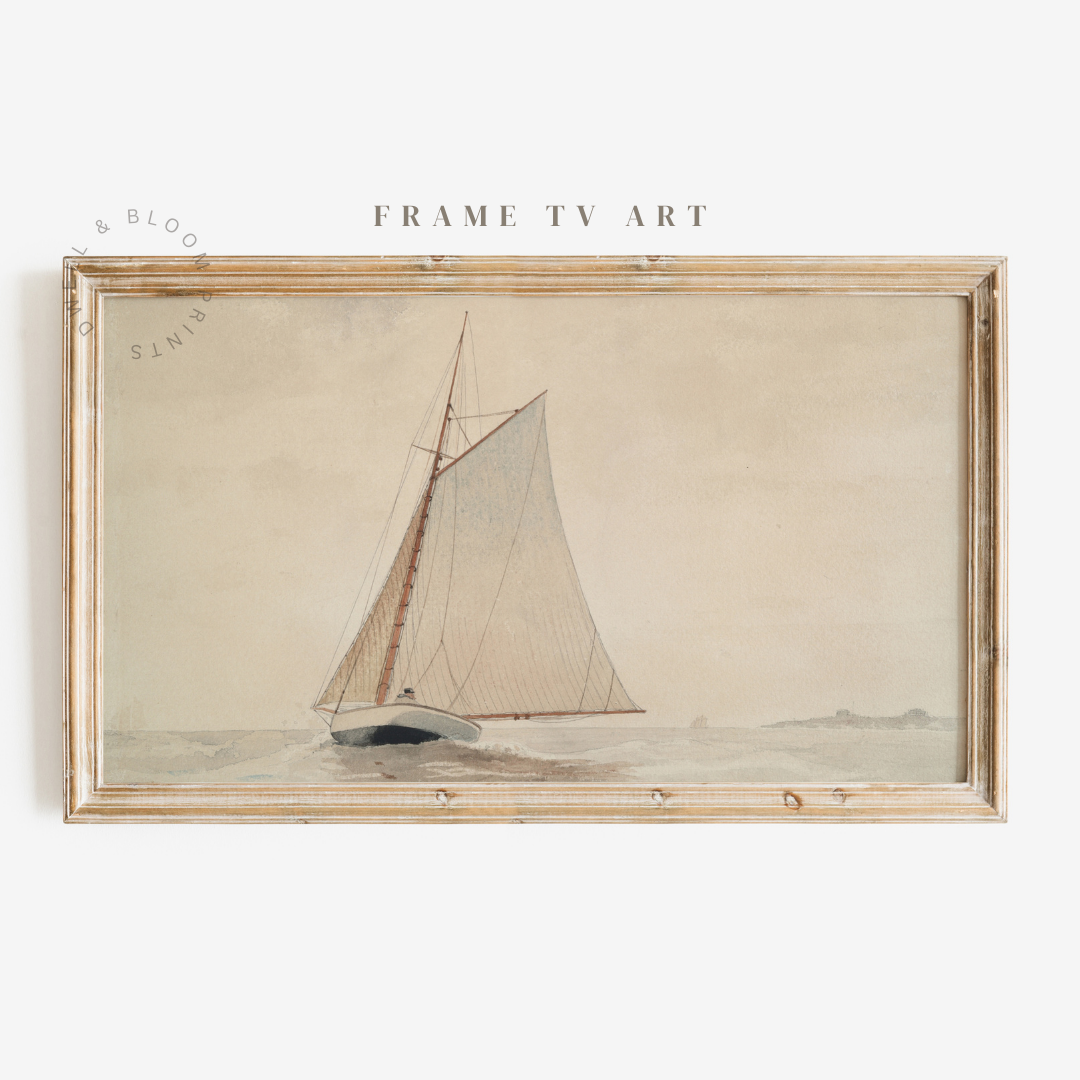 Samsung Frame TV Art | Vintage Sailboat Painting
