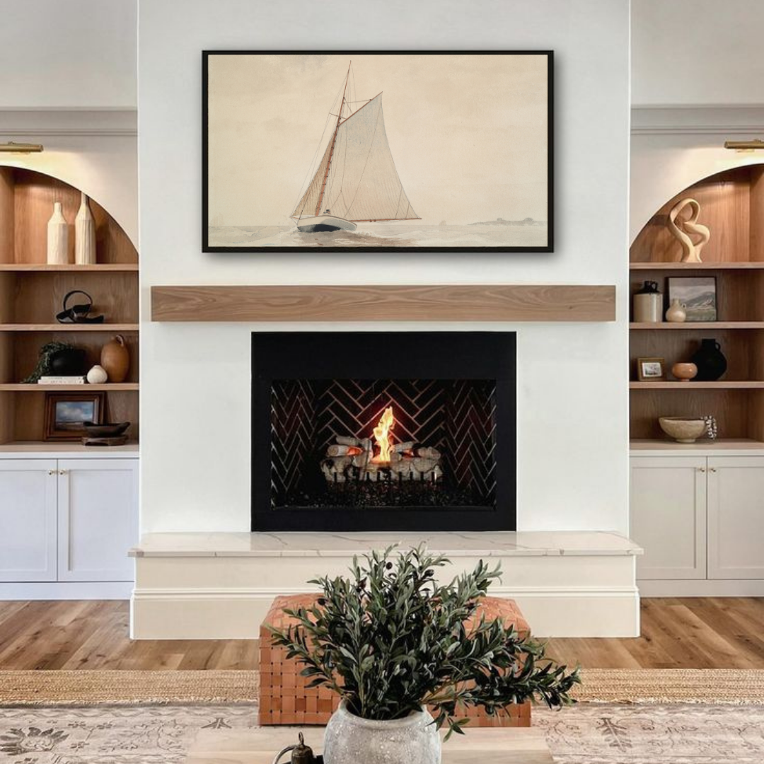 Samsung Frame TV Art | Vintage Sailboat Painting