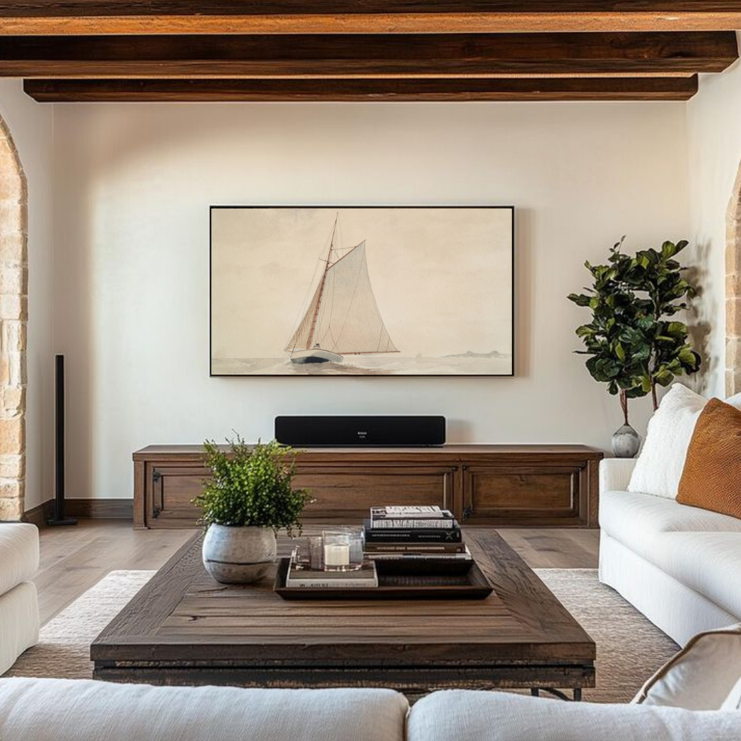 Samsung Frame TV Art | Vintage Sailboat Painting