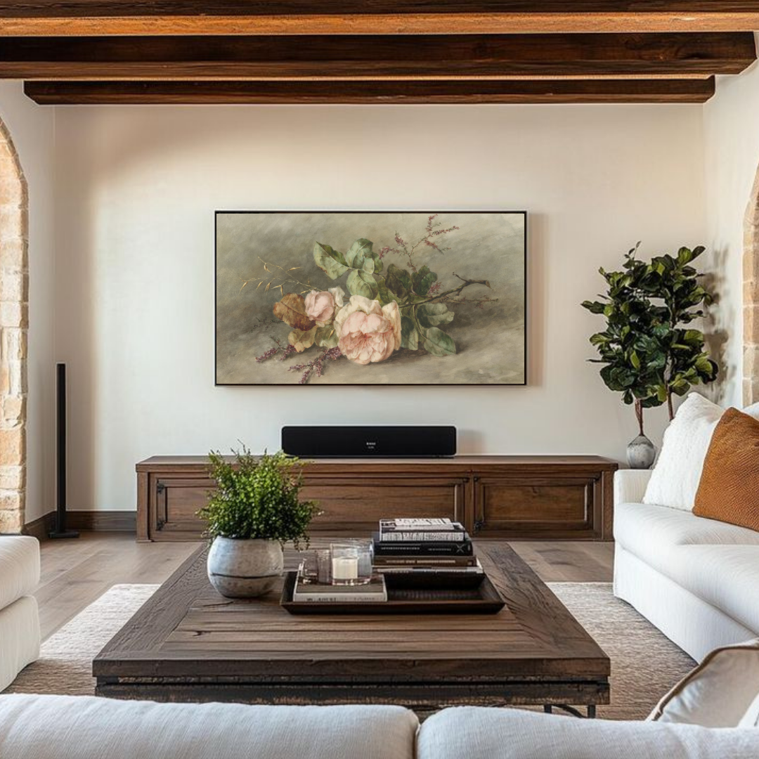 Samsung Frame TV Art | Vintage Floral Painting
