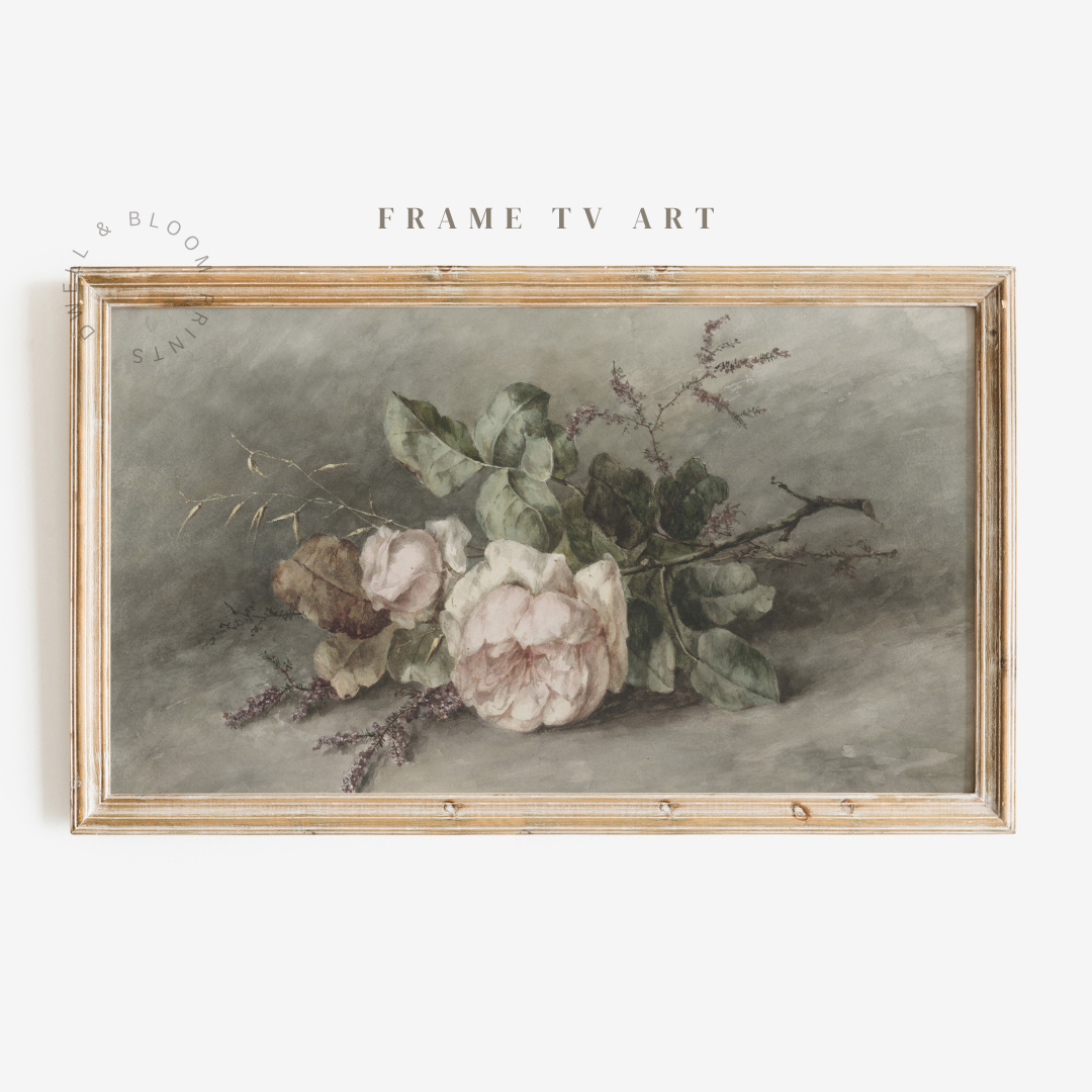 Samsung Frame TV Art | Vintage Floral Painting